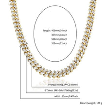 Load image into Gallery viewer, 12MM Baguette Prong Link Chain - GOLD - Alliceonyou

