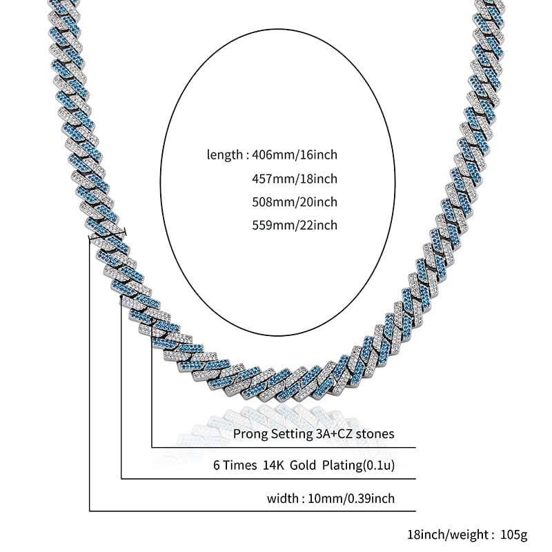 10MM Prong Chain -  BLUE SLIVER - Alliceonyou