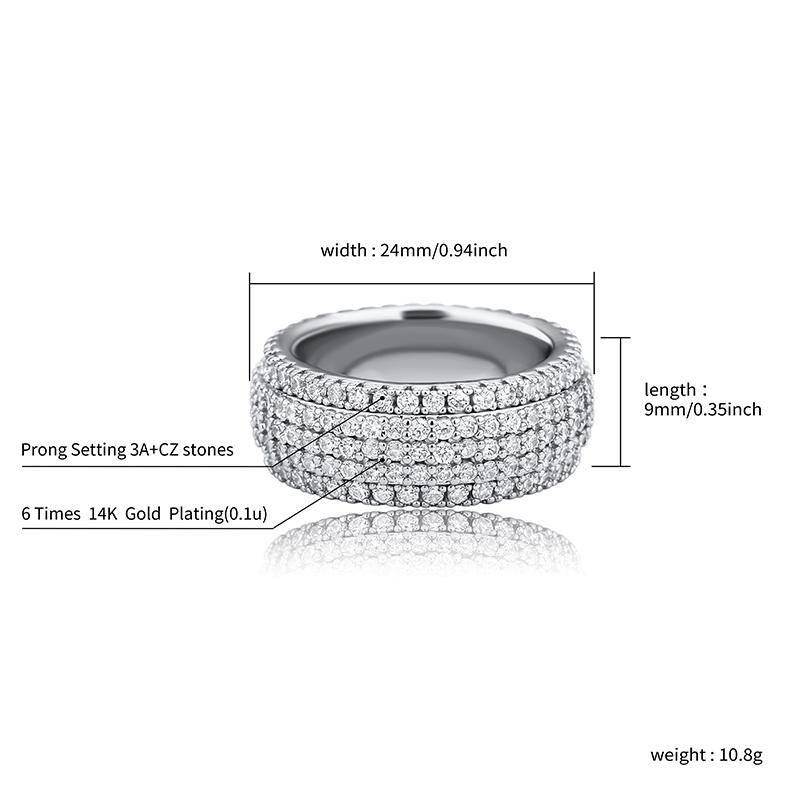 Row Band Rings - SLIVER - Alliceonyou