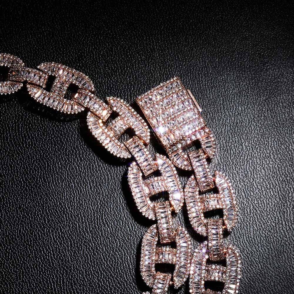 14MM Baguette Mariner Cuban Chain - ROSE GOLD - Alliceonyou