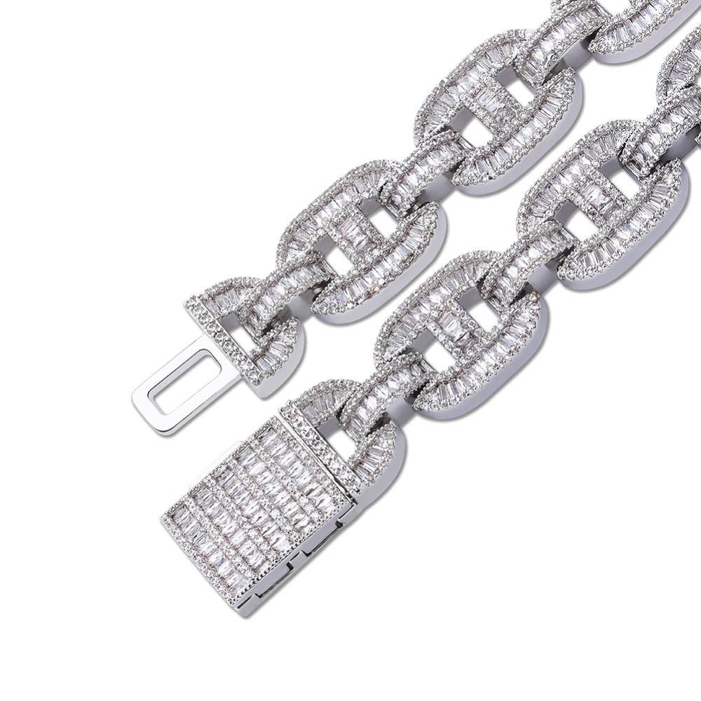 14MM Baguette Mariner Cuban Chain - SILVER - Alliceonyou