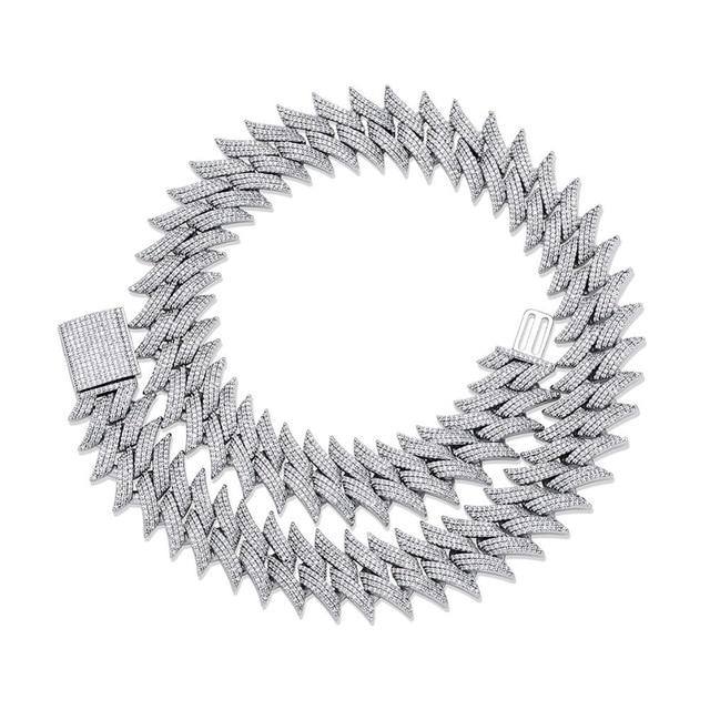 20MM Spiked Box Buckle Cuban Chain - SILVER - Alliceonyou