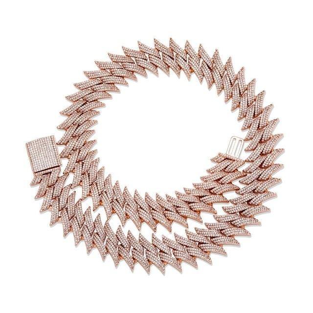 20MM Spiked Box Buckle Cuban Chain - ROSE GOLD - Alliceonyou