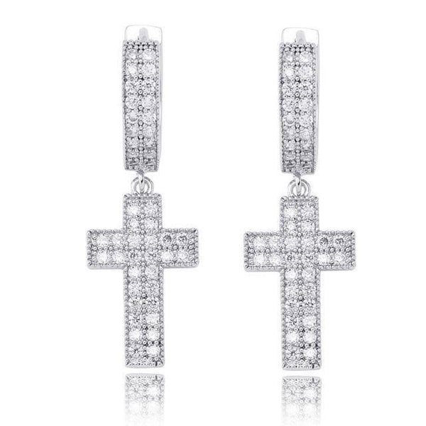 Iced Cross Stud Earrings - SILVER - Alliceonyou