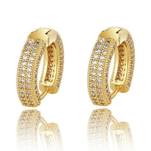 Ice Out Stud Earrings Bling Fully - GOLD - Alliceonyou