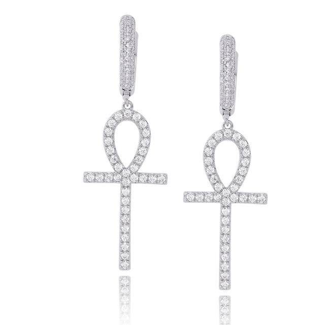 Ankh Cross Earrings - SILVER - Alliceonyou