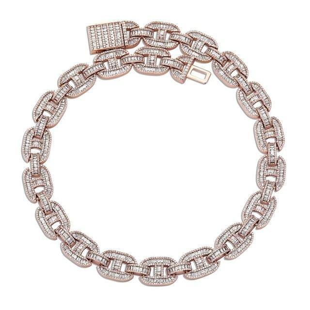 14MM Baguette Mariner Cuban Chain - ROSE GOLD - Alliceonyou