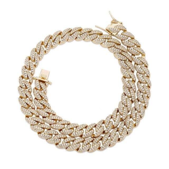 9MM Baguette Iced Link Chains - GOLD - Alliceonyou