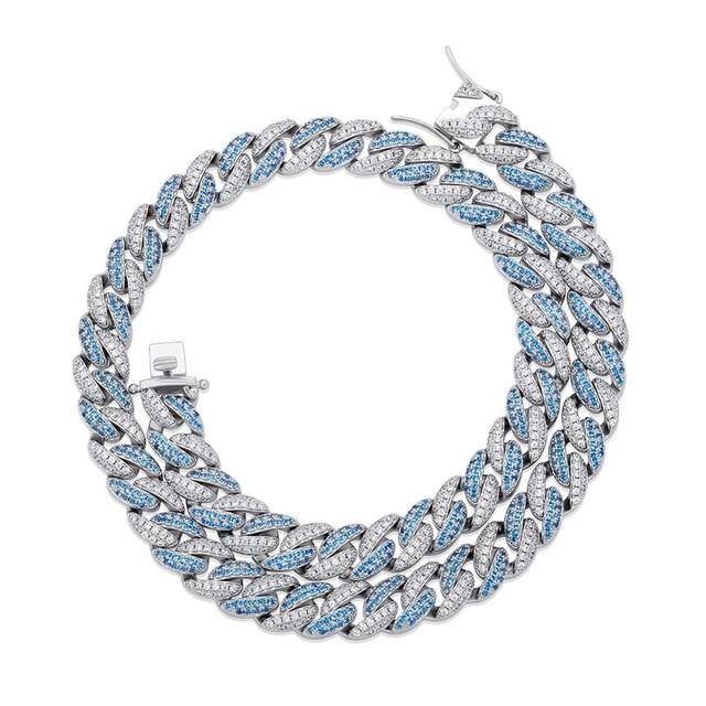 9MM Iced Link Chains - BLUE SILVER - Alliceonyou