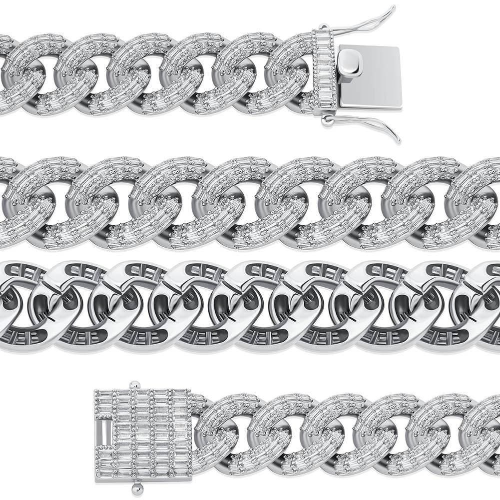 16MM Miami Baguette Cuban Chain -  SILVER - Alliceonyou