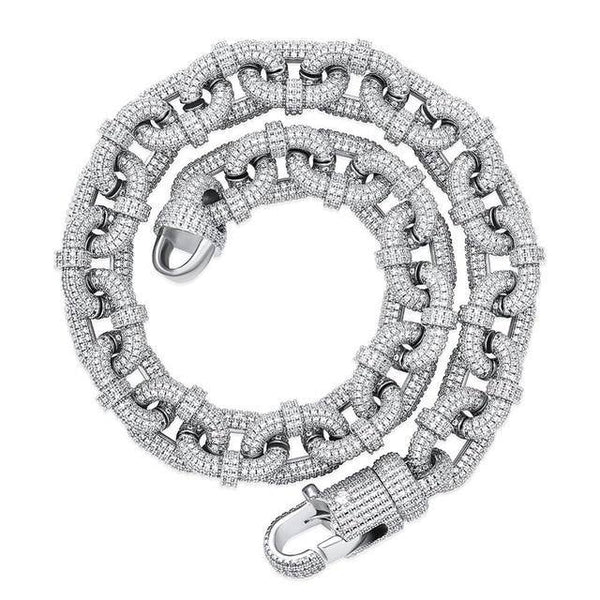 17MM Carabiner Clip Cuban Chain - SILVER - Alliceonyou