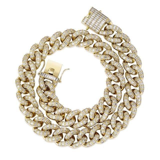 16MM Miami Baguette Cuban Chain -  GOLD - Alliceonyou