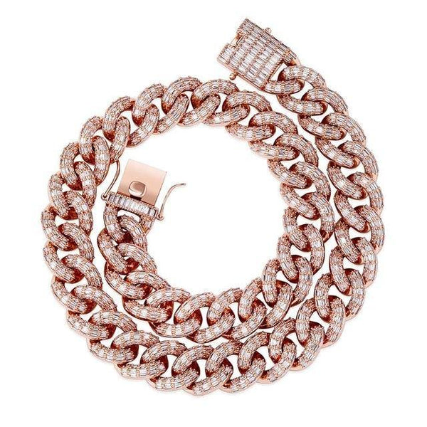 16MM Miami Baguette Cuban Chain - ROSE GOLD - Alliceonyou