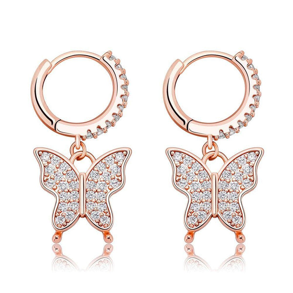 Butterfly Earrings - ROSE GOLD - Alliceonyou