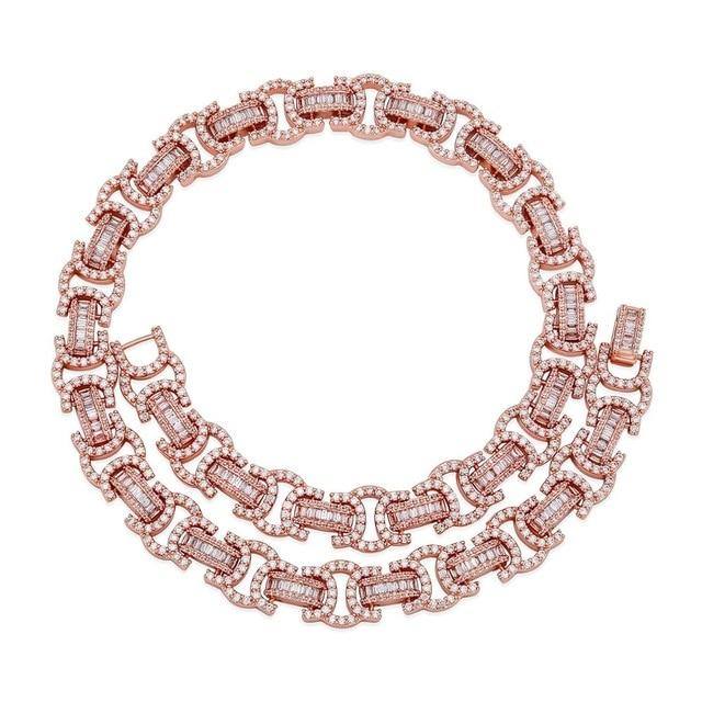 13MM Flat Byzantine Cuban Chain - ROSE GOLD - Alliceonyou