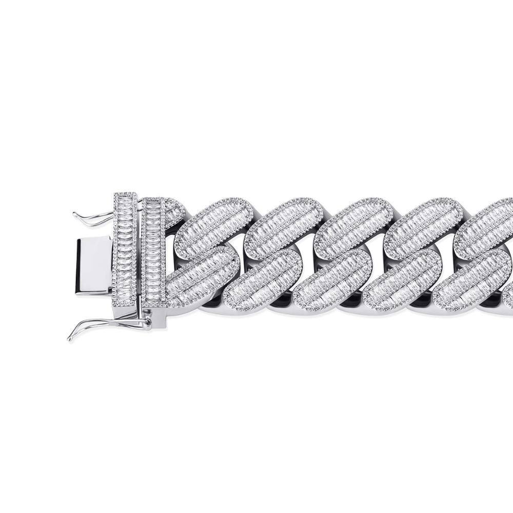 39MM Baguette Lab Cuban Chain -SILVER - Alliceonyou