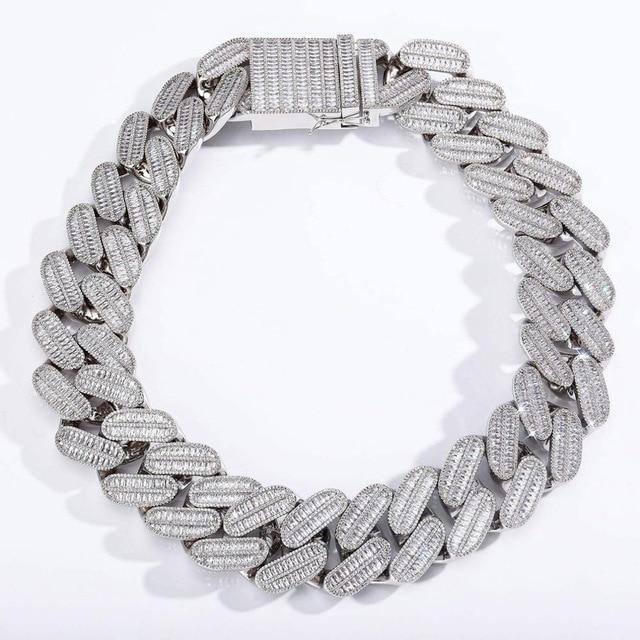 39MM Baguette Lab Cuban Chain -SILVER - Alliceonyou